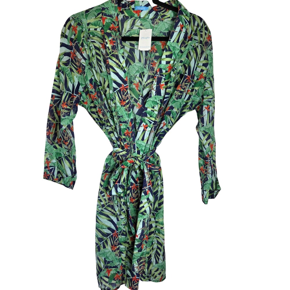 NWT J McLaughlin Cotton Tropical Cover Up Kimono Tie Waist Beach Resort